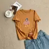 Chapéu Estampado Estilo Coreano de Alta Qualidade, Camiseta de Manga Curta, Refrescante e Estilosa, Rejuvenescedora, Caimento Solto, Emagrecimento, Blusa de Algodão com Aspecto de Linho