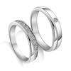Anel de casal estilo coreano, anel de casal de platina, anel de diamante em ouro branco 18K, anel de casamento da moda para homens e mulheres