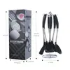 Juego de Utensilios de Cocina con Mango de Silicona Colador Espátula para Freír Cuchara para Sopa Espátula para Freír Utensilios de Cocina para el Hogar Espátula Cuchara para Cocinar Juego de 6 Piezas
