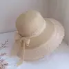 Encaje Hueco Lazo Moda Vacaciones en la Playa Sombrero de Pescador para Mujer Protección Solar al Aire Libre Sombrero de Paja Sombrero para el Sol Verano