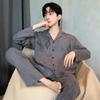 Pijama de alta gama para hombre, cárdigan de primavera y otoño, pantalones de manga larga, talla grande, ropa exterior casual para jóvenes, traje de ropa para el hogar