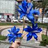 Fabricantes de flores de simulação de casamento azul claro, novo guia de estrada de casamento azul, decoração de base de fileira de flores, atacado de flores falsas