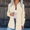 Amazon Transfronterizo Europeo y Americano Otoño e Invierno Nuevo Color Sólido Pana Solapa Cárdigan Holgado Casual Elegante Chaqueta Ropa para Mujer