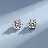 Brincos de Moissanita para Mulheres, Joias de Prata S925 Prata Esterlina Seis Garras Zircônia Coreano Versátil Acessórios Fabricante Envio Direto Comércio Exterior