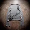 Camisa Básica Casual de Manga Longa com Gola Redonda Estilo Retro Ins, Estilo Artístico Preguiçoso de Primavera Camiseta Personalizada com Estampa de Guitarra
