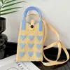 Bolsa Tote de Tricô Fly Primavera 2025 Bolsa para Celular Amor de Menina Bolsa Quadrada Pequena de Tricô Bolsa Transversal Bolsa Texturizada