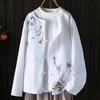 Top Bordado Guofeng Nuevo de Primavera para Mamá Chaqueta Cardigan de Algodón y Lino para Mujeres de Mediana Edad y Mayores Vestido Chino de Primavera Nuevo para Abuela