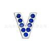 Letras de diamante azul zafiro de 8 mm letras de aleación de pedrería correa DIY con cuentas collar para mascotas tobillera accesorios de joyería