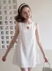 Vestido Camiseta Midi sin Mangas de Tirantes Finos para Mujer Estilo Vacaciones de Verano Lino Muñeca Top Hombros Descubiertos 16584
