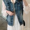 Chaleco corto de mezclilla verano nuevo estilo deshilachado retro estilo occidental chaleco de mujer combinable moderno adelgazante chaleco de moda
