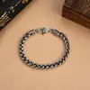 Pulseira Masculina de Prata de Lei S925 Pulseira Grossa de Prata Agressiva Moda de Verão Japonesa Estilo Hip Hop Joias de Prata para Homens