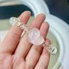 Anillo para el cabello de línea telefónica transparente Rosa Amor Primavera Verano Nuevo Pulsera Corrugada en forma de Corazón Doble Uso Sin Marcas Accesorios para la Cabeza de Mujer