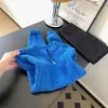 Suéter de punto azul calado con doble cremallera y manga larga, adecuado tanto para usar solo como en capas, top elegante para mujer 2026 otoño para figuras petite