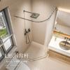 85Jv Barra de Cortina de Ducha Gruesa de Acero Inoxidable sin Perforaciones para Baño Esquina Curva Estante de Barra en Forma de L para Baño Retráctil