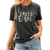 Amazon Europeia e Americana Atacado Transfronteiriço Botas de Cowboy Ocidentais Estampa Casual Solta Gola Redonda Manga Curta Camiseta Feminina Algodão