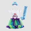 Nueva Falda Tutú Arcoíris de Dibujos Animados Europeos y Americanos Nuevo Traje de Falda para Niños Camiseta de Algodón Más Accesorios de Malla