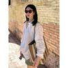 Camisa Blanca Estilo Song Huiqiao para Mujer Verano Protección Solar 2025 Nueva Manga Larga Textura Delgada Camisa Mediana y Larga