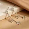 Pendientes de Plata de Ley S925 con Borla de Estrella Hueca para Mujer, Pendientes Elegantes de Estilo Coreano de Lujo Ligero, Joyería de Pendientes Simple y Versátil