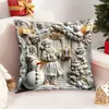 Capa de Almofada de Natal Transfronteiriça da Amazon Capa de Almofada Estampada com Árvore de Natal Alce Boneco de Neve Capa de Almofada para Decoração de Casa