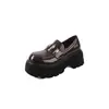 Mocasines de Cuero Vacuno con Dedos Abiertos, Bordados, Suela Gruesa y Tacón Grueso para Mujer, Nuevos Zapatos de Cuero Genuino de Otoño con Tacón Alto y Corte Profundo para Mujer