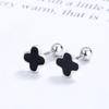 S925 prata esterlina sorte simples quatro folhas trevo parafuso brincos fêmea Net vermelho preto cola gota linha novos brincos atacado