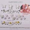 Manicure nova celebridade online Camélia pérola joia acrílico preto e branco borboleta strass corrente de metal acessórios de unha