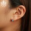 Amazon Hot Sale Sterling Silver s925 Simples Azul Zircônio Ear Buckle Retro Moda Azul Zircon Oco Brincos Brincos
