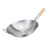 Wok Grande de Acero Inoxidable Espesor Único con Mango Especial de Haya Transfronterizo, Wok sin Recubrimiento para Chef con Mango