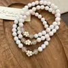 Pulseira de Flores com Gotejamento de Óleo em Contas Acrílicas Conjunto de Três Peças, Pulseira Estilo Palácio Francês, Joia com Design de Nicho