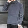 Suéter de gola alta masculina 2024 novo moda coreana outono forrado com fleece casaco grosso outono e inverno casaco de estudante masculino