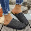 Meias Pantufas Fechadas Respiráveis de Malha Tecida para Mulheres, Pantufas Casuais Slip-On com Solado Grosso, Sandálias Slip-On de Tamanho Grande