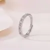 Yuebao Joias Prata Esterlina S925 Texturizado Cravejado com Diamantes Moda Simples Alto Padrão Anel Ajustável Fábrica Venda Quente Atacado