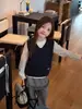 Novidades para o outono de 2026: Colete infantil liso, estilo fresco e simples, suéter colete da moda estilo coreano para meninas