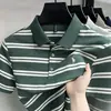 Nueva Camisa Polo Serie Ralph de Comercio Exterior para Hombre, Cuello de Piña, Rayas, Camisa Polo de Negocios de Lujo Ligero