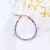 Pulsera de Cristal Natural para Mujer Pulsera Colgante de Perla de Agua Dulce Amatista Lavanda Luz de Luna Gris Pulsera de Cuentas Facetadas