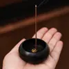 Inserto de Incenso Mini Tipo Tigela de 4 Furos de Ébano Assento de Incenso de Viagem de Madeira Queimador de Incenso de Linha Porosa de Agarwood Sandalwood para Interior Atacado