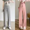 Calça de maternidade para primavera e verão, modelo fino para usar ao ar livre, novo modelo 2026, não restritiva para a barriga durante a gravidez, calça reta plus-size para mulheres baixinhas, para usar no verão