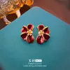 Brincos Vintage de Segunda Mão Flor Gota de Óleo com Zircônia Estilo Hong Kong Brincos Gentis Retrô Luxo Acessível Brincos de Alta Qualidade para Mulheres