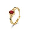 Nuevo estilo Seiko con incrustaciones de jade rojo, anillo antiguo con incrustaciones de estilo nacional, anillo para mujer, anillo de dedo índice elegante retro de alta calidad