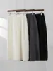 Nova Saia de Malha 100% Cashmere Outono/Inverno 2026 para Mulheres, Cor Sólida, Escovada para Aquecimento, Saia Lápis de Comprimento Médio