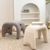 Taburete con Forma de Gato para Uso Doméstico, Taburete Ligero de Lujo para Cambiar Zapatos, Taburete de Entrada, Taburete Sofá para Vestíbulo, Taburete de Tocador de Lana de Cordero, Se Puede Usar para Sentarse
