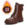 Botas de Piel Genuina con Piel de Conejo Real para Mujer 2025 Invierno Nuevo Estilo Botas Cálidas Retro con Forro de Felpa Botas Versátiles de Suela Gruesa para Mujer