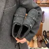 Sapatos Sociais Quadrados de Pelúcia Retro com Aumento Interno de Altura, Mocassins de Solado Grosso para Mulheres, Novos Sapatos de Couro Estilo Britânico para Outono e Inverno