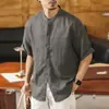 90,7% Liocel Nova Camisa Masculina de Manga Curta Estilo Aristocrático Antigo Dinheiro, Nova Coleção de Verão, Nova Camisa Masculina de Caimento Solto Estilo Chinês