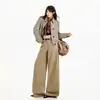 2026 Nuevo Traje de Mezclilla de Moda para Mujer Holgado Adelgazante Pierna Ancha Cargo Retro Americano Soporta Dropshipping