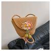 Bolsa de Palha para Mulheres Nova Casual Versátil Retrô Rattan Balde Bolsa Praia Beira-Mar Tecida Transversal Pequena Bolsa para Mulheres