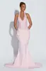 Vestido Longo de Noite com Cauda 2026 Europeu e Americano Luxo Leve Plissado Cintura Marcada Bodycon Gola Halter Decote Profundo Lantejoula Vestido