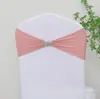Funda para silla sin nudos, termoadhesiva, con lazo de flores y pedrería, con banda elástica y pedrería, ideal para bodas, eventos y comercio exterior.