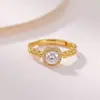 Anillo Cuadrado de Moissanita con Espiga de Trigo de Plata de Ley S925 de Yuebao Jewelry, Anillo Elegante Ajustable de Nicho de Lujo Ligero al por Mayor