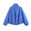 Chaqueta plisada marca Z europea y americana AliExpress, nailon moderno, venta caliente transfronteriza ropa para mujer, azul real, otros estilos dulces y lindos